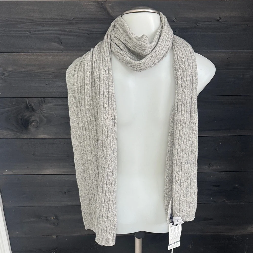 NEW‎ WOOLOVERS Cashmere & Merino Cable Scarf Flannel Grey